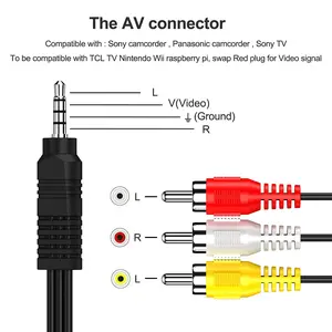 SGElectronix 3 RCA to 3.5mm A/V Input Adapter Cable for Sony & TCL TVs High-Quality Audio Video Output Cord 5FT Stereo Replacement
