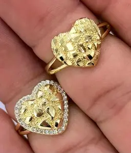 Women's Nugget Heart Ring 14K