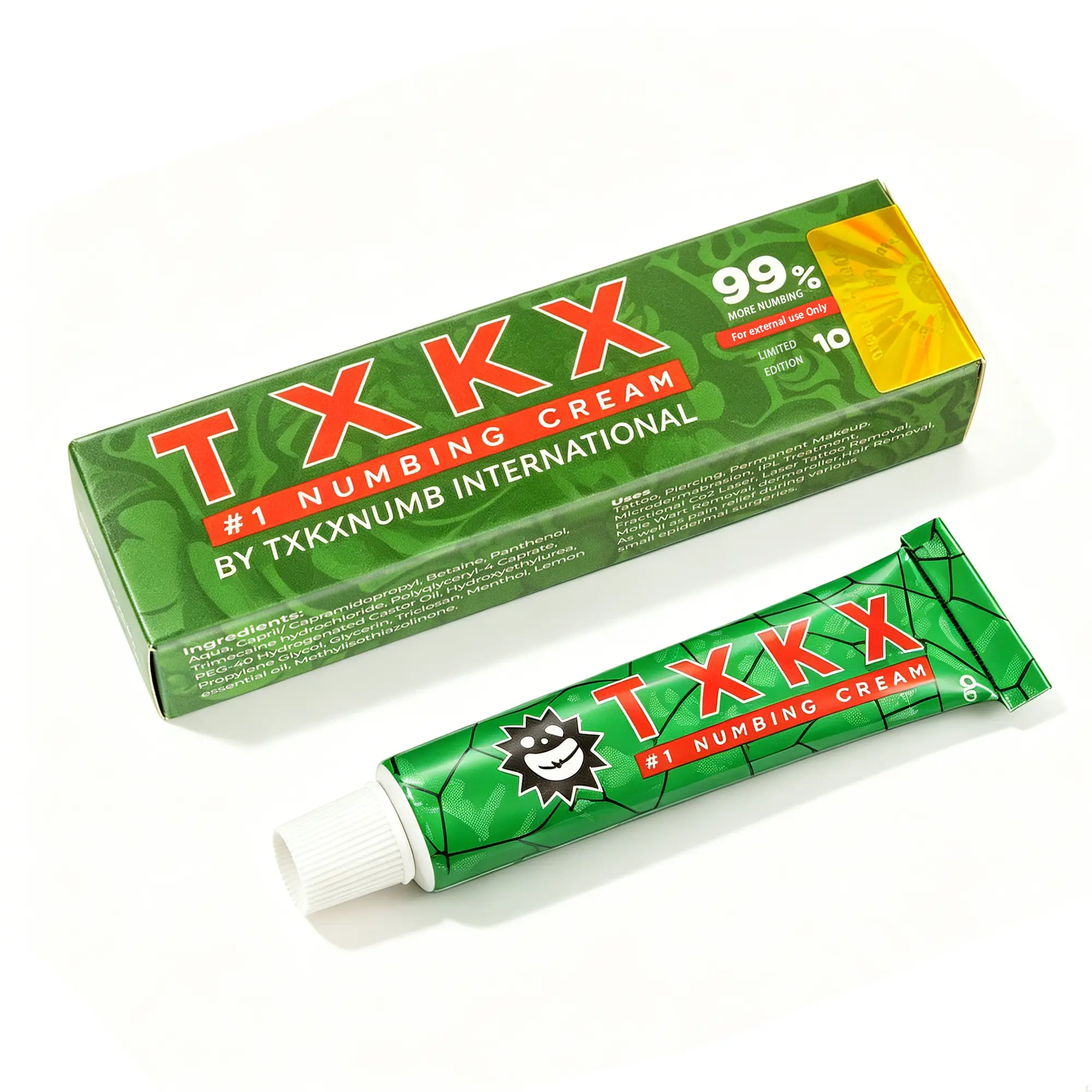 TXKX 99% Numbing Cream for Tattoos, Piercing, Microblading, Permanent Makeup – Fast Acting Long Lasting Topical Anesthetic Cream