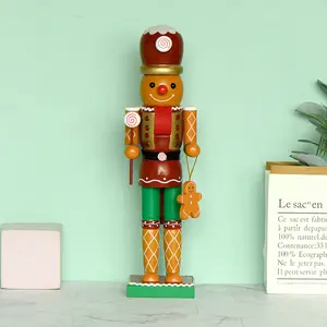 Puppet New 35CM Ginger Yellow Cute Gingerbread Man Nutcracker Christmas Decoration European Style Home Ornament