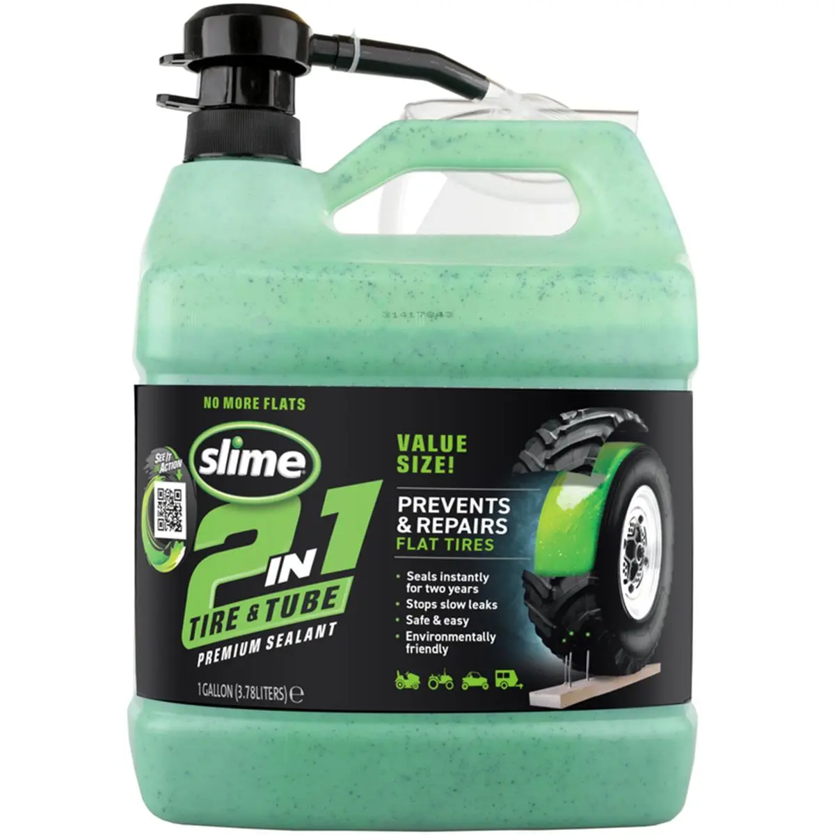 Slime Fibro-Seal Technology Tire Sealant, 2-Pack of 1 Gal Containers, Environmentally Friendly, Safe and Easy to Use, Instantly Seals, Stops Slow Leaks, Prevents Flat Tires, 1 Gallon, Prevents & Repairs Flat Tires