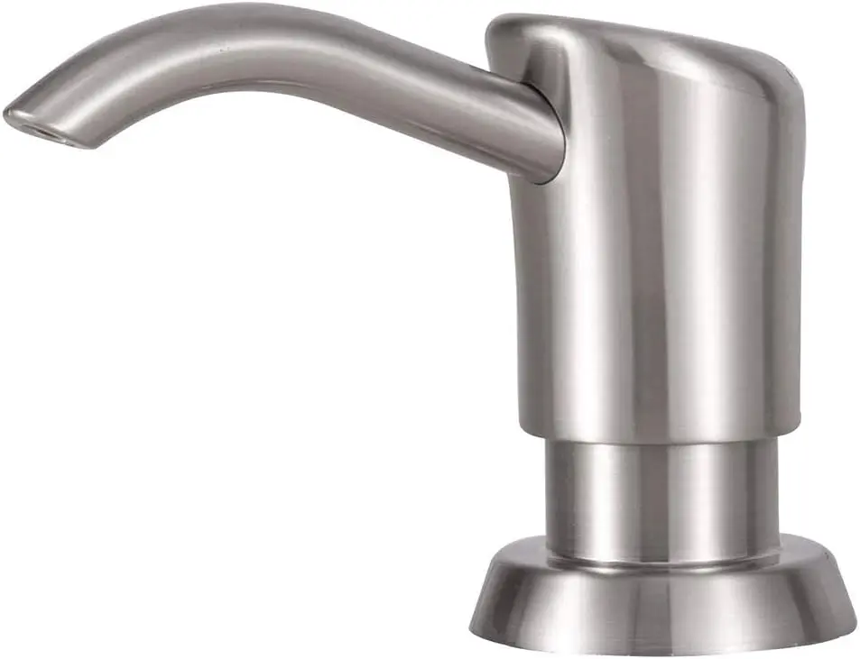 Dish Soap Dispenser for Kitchen Sink, 17 oz Bottle, Brushed Nickel | Refills From The Top, No-Leak ABS Pump, DIY Installation, 360° Swivel