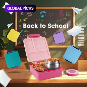 4-compartment Bento Lunch Box with Soup Cup, 1 Set Microwave Safe Plastic Bento Container, Lunch Accessories, Portable Lightweight Food Storage for Travel and Lunches Bento Boxes