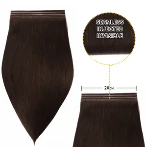 YILITEHAIR #2 Darkest Brown Tape Weft Hair Extensions Virgin Human Hair Long Straight 14-22In 2Pcs/4Pcs