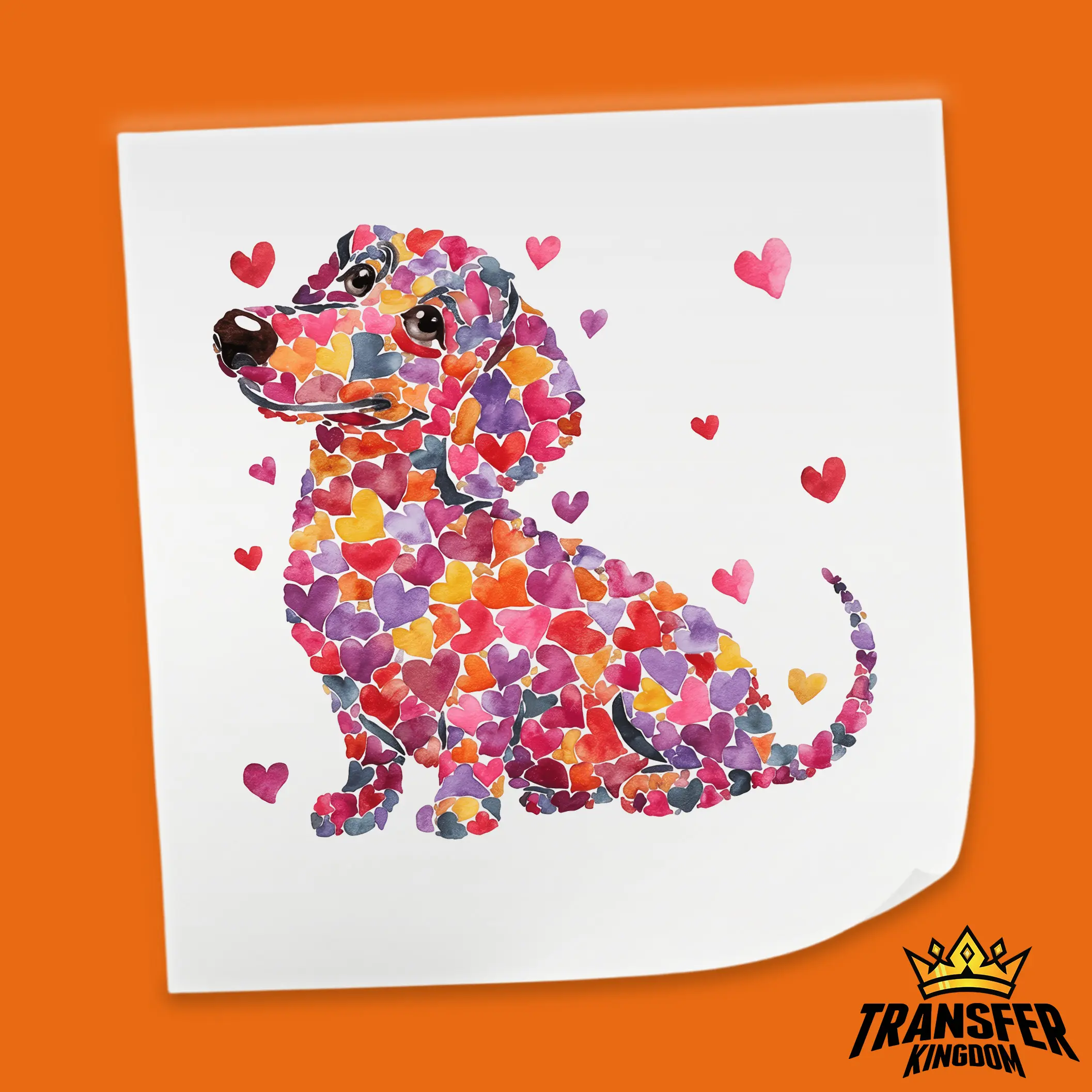 Heart Pattern Puppy - Valentine's Day DTF Heat Transfer Sheet