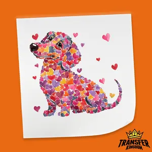Heart Pattern Puppy - Valentine's Day DTF Heat Transfer Sheet