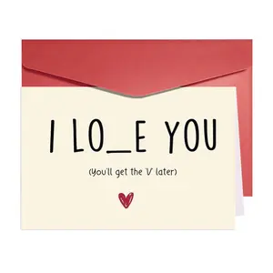 1pc Romantic Valentine's Day Card for Him Her, Sweet Weeding Anniversary Card for Couple, Lovely Birthday Gift Card for GF BF, Funny I Love You Card, Greeting Card