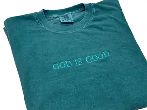 [Comfort Colors] God is Good T-Shirt - Embroidered T-Shirt - Embroidered T-Shirt -Trending Shirts