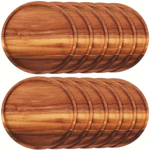 Round Wooden Breakfast/dinner Plate, Easy Clean Lightweight Dish, Perfect for Snacks Desserts, Durable Classic Tray, Ideal Gift Item