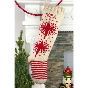 White and Red Star Personalized Christmas Stocking