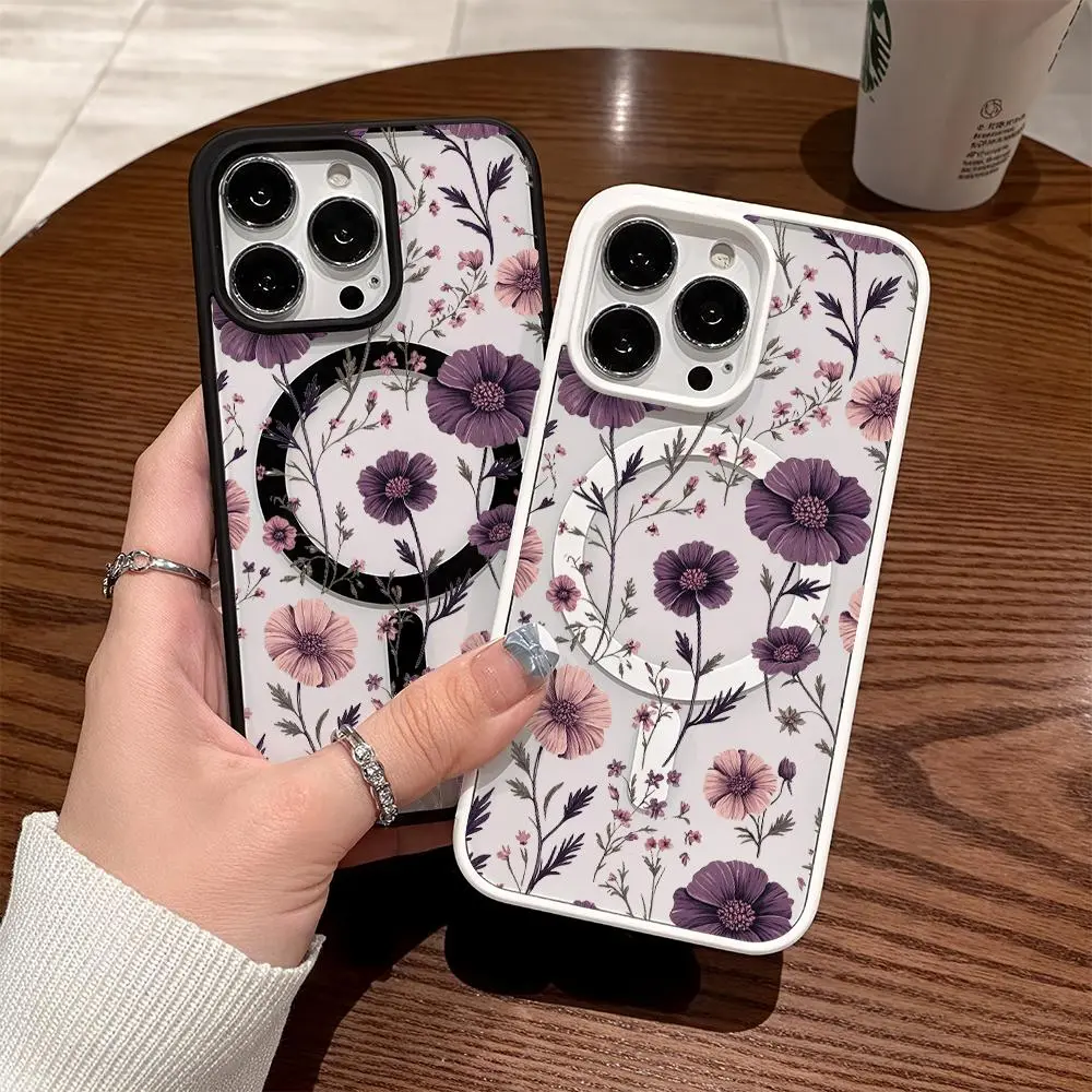 Purple Charm Dream Pattern, anti drop and anti slip support MagSafe charging phone protective case, suitable for iPhone 17, 16, 15, 14, 13, 12, 11 XS X and other series models, can be given as a gift to friends or family