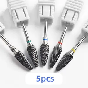 Nail Drill Bit, 5 Counts/set Professional Corn Ceramic Nail File for DIY Nail Art, Manicure & Pedicure Tools for Home & Salon Use
