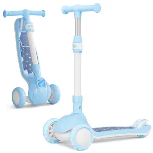 Commugo D1 Ultra-Lightweight 6lbs Foldable Scooter, Grow-with-Me 3-Level Height Adjustment, Extra Wide Deck Kids Kick Scooter, Supports up to 110lbs for Ages 4-12 Years Old
