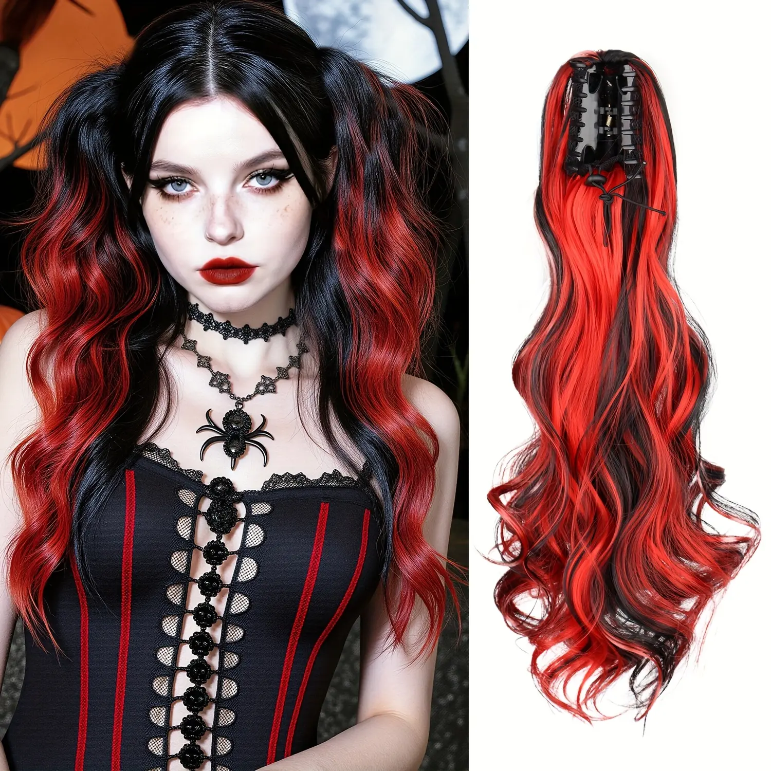 Clamp-on curly ponytail wig, fashionable synthetic high-heat-resistant material, suitable for daily wear, adds volume to hair, ideal for holiday parties, Halloween, and Christmas,Mother's Day gifts, Dolly Day gifts