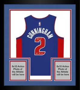 Framed Cade Cunningham Detroit Pistons Autographed Nike Blue Icon Swingman Jersey with "2021 #1 Draft Pick" Inscription - Fanatics Authentic Certified
