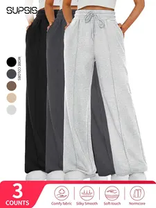 Wide-Leg Sweatpants For Women, High Waisted Baggy Flared Pants, Drawstring Athletic Joggers, Loose-Fitting & Comfy Trackpants , Ideal for Casual Wear & Daily,Elastic sportspants,spring break outfits,Lounge Pants ForSpring &Summer ,Essentials for Long Legs