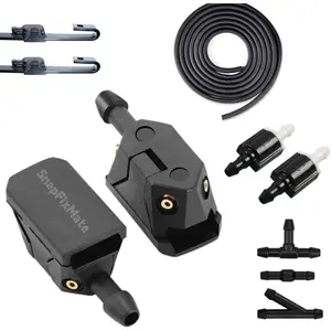 SnapFixMate Windshield Washer Nozzles compatible with Ford Transit, Freightliner, Dodge Sprinter, VW Crafter, Peterbilt, 4-way nozzles for Wiper Arm 8-9mm (0.31-0.35in) including hose and check valves,TikTokShopBlackFriday
