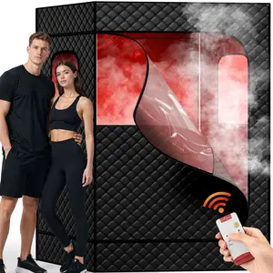 Urbansync 2 Person Extra Large Sauna Box with 2.6L 1200W, 9-Level Temperature, 10-Min Rapid Heating, 99Min-Timer, for Relieve Fatigue and Improve Sleep, 71" X 49"X 36", Black UrbanSync