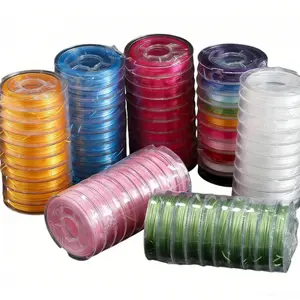 0.8mm 10 Rolls Colorful Flat Elastic Cord Duke Cord DIY Beading Bracelet Elastic Cord Jewelry Weaving Rope