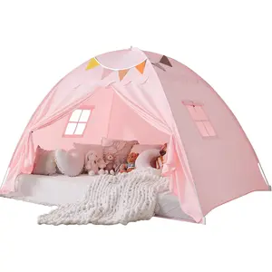 Full Size Bed for Kids:Girls Bed Tent Privacy Sleeping Tents Indoor - Toddler Play Tent - Girls & Boys Privacy Sleeping Tents Gifts (Large Pink)