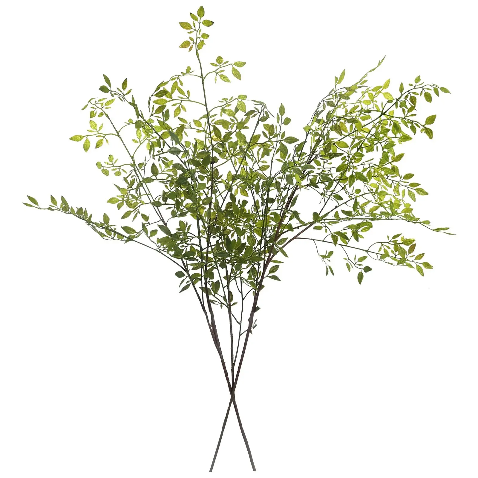 43" Artificial Nandina Stems – 2 Pack Artificial Plants | Green Decorative Faux Branches for Tall Vase, Wedding, Office & Home Floor Decor, Home Decor Accessory, Artificial Simulation Plant