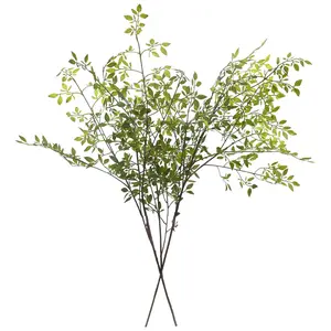 43" Artificial Nandina Stems – 2 Pack | Green Decorative Faux Branches for Tall Vase, Wedding, Office & Home Floor Decor, Home Decor Accessory