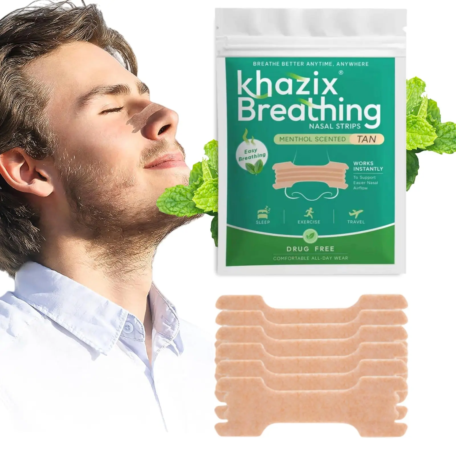 30pcs Ventilation Nose Patches, Instant Snore Relief, Snoring Strips, Nose Strips For Breathing, Breathable Adhesive Pads, Nasal Patch, Day and Night Use, Secure Fit, No Prescription, Comfortable, Durable, Suitable for Sensitive Noses