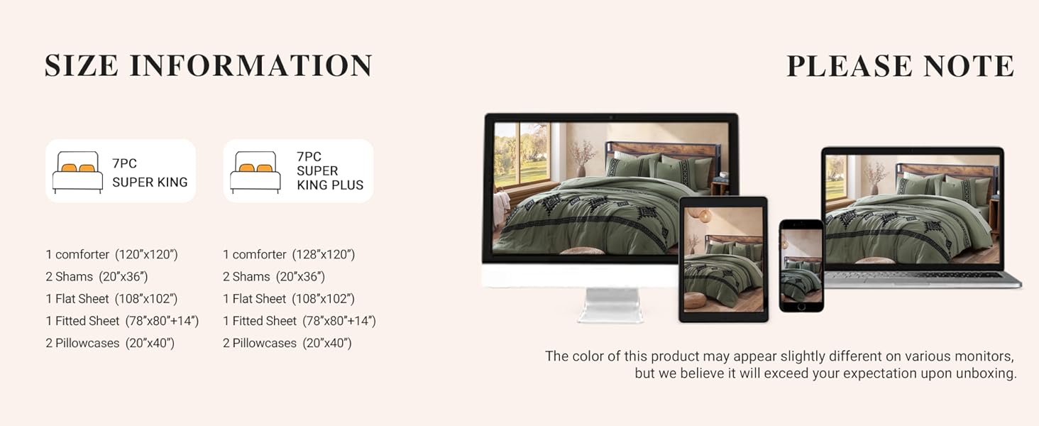 MaiRêve Embroidery Comforter Sets, boho Light Olive Green Western queen Bedding Set king Boho 7 Pieces, All Season Farmhouse Bed in A Bag Comforter Set with Sheets, Pillowcases & Shams bedding sets bed comforter set bedding set