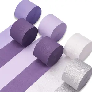 PartyWoo Crepe Paper Streamers, 6 Rolls (1.8in x 82ft Each, 492ft Total) - Metallic Silver, Light Purple, Lilac, White - for Backdrop, Wooden, Wall Decorations, Door Decorations, Fireplace Decor