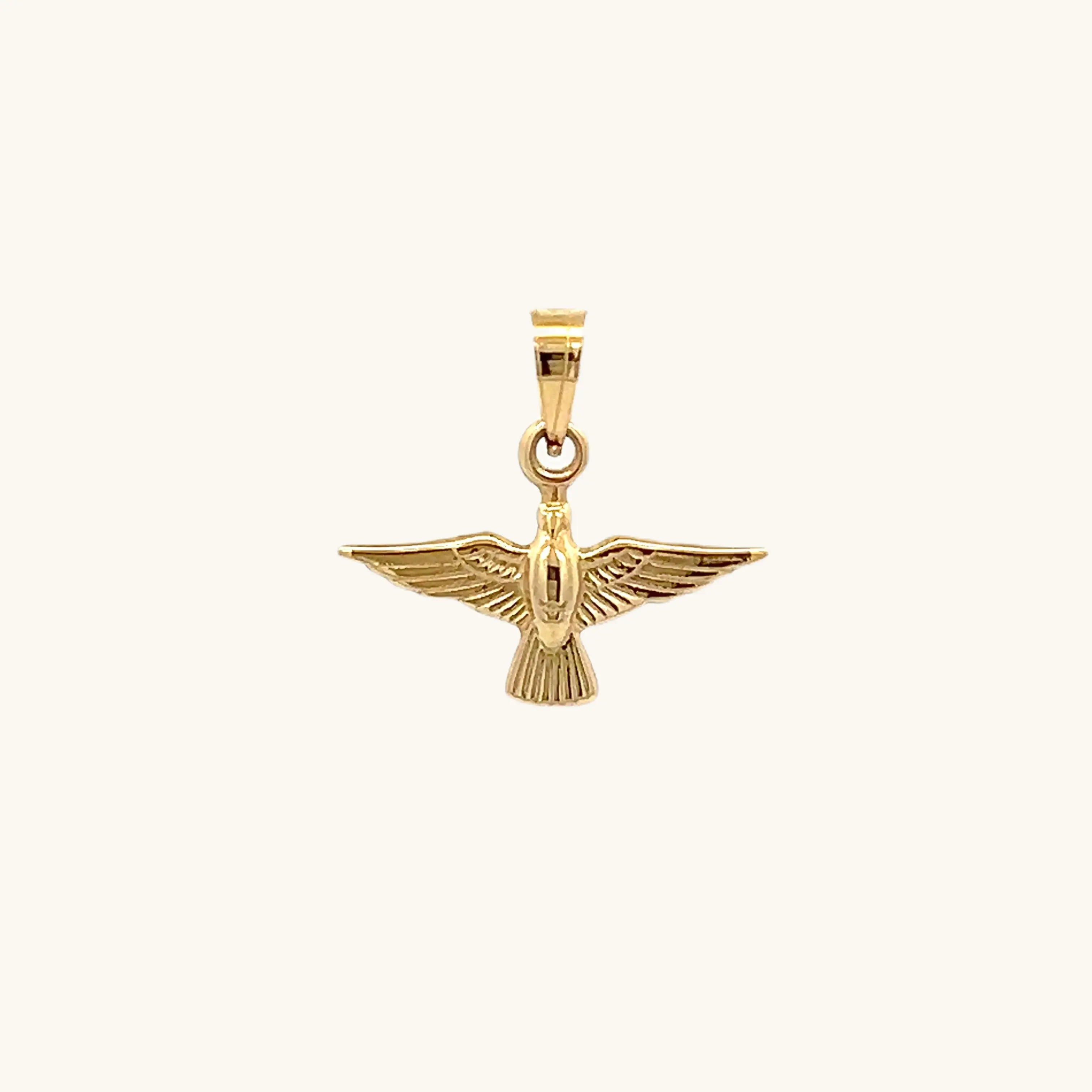 SOLID 14K YELLOW GOLD HOLY SPIRIT CHARM PENDANT