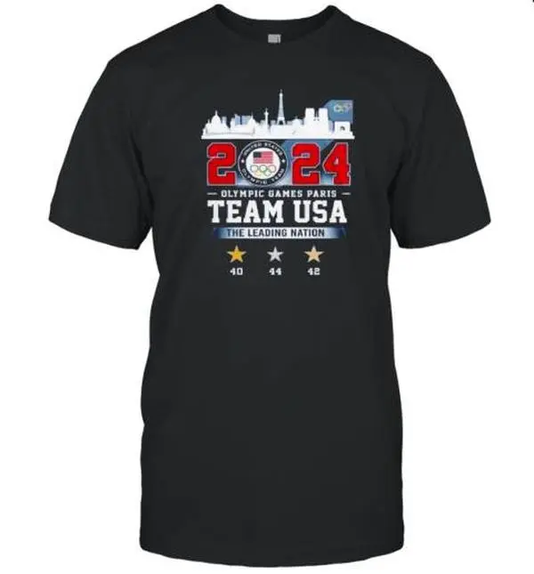 Olympic Games Paris Team USA T-Shirt – The Leading Nation 2024 Graphic Tee, USA Olympic Team Support Shirt