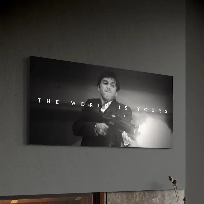 Iconic "The World Is Yours" Tony Montana Scarface Poster - A Motivational Wall Art Masterpiece. An Inspiring Addition for Any Space - Unframed beer Decor Glossy