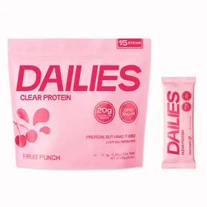 Dailies Clear Protein Fruit Punch - 40% Daily Protein - 15 Stick Packs - 0g Sugar - 0g Lactose