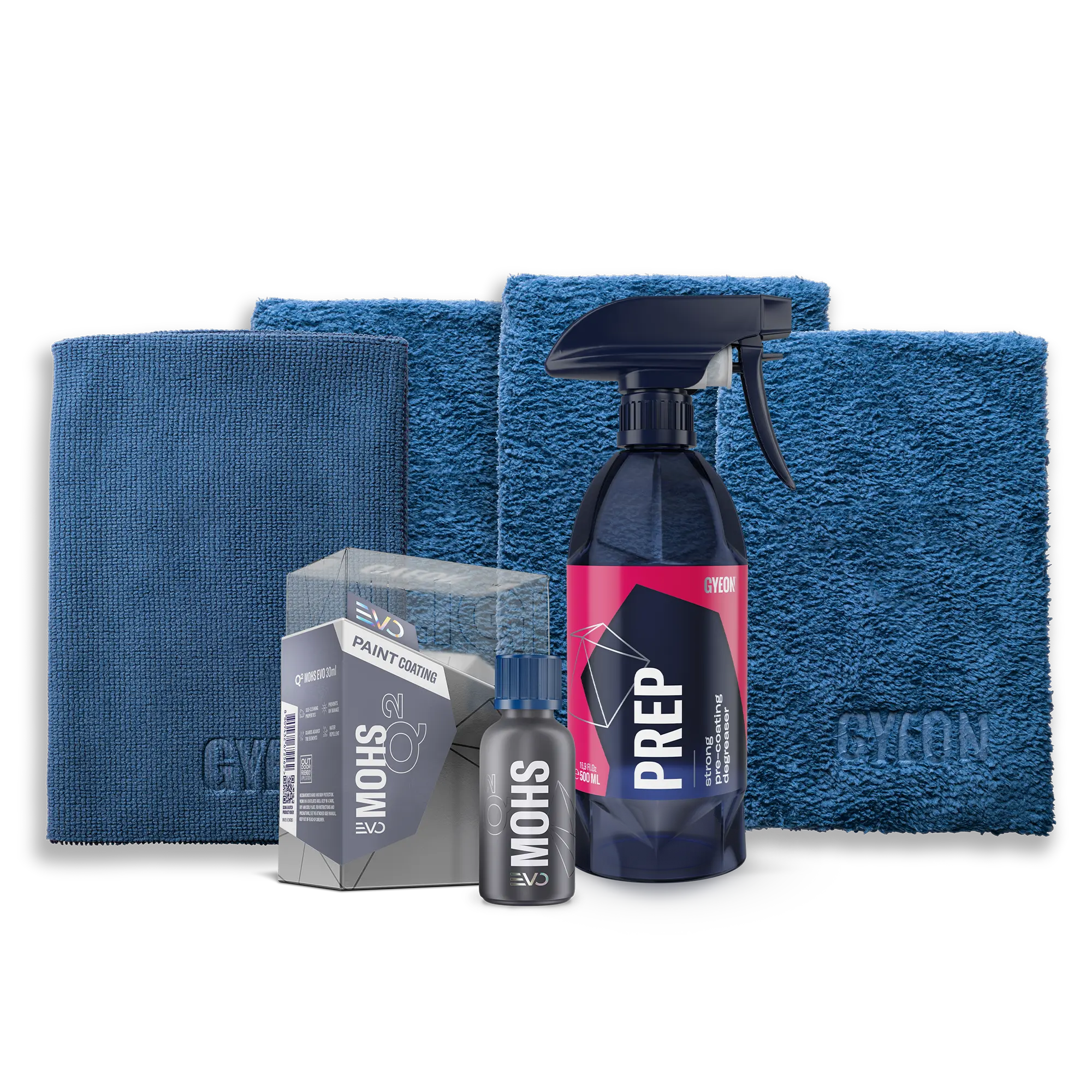 GYEON Mohs EVO Kit - Durable Ceramic Coating Kit for Cars, Hydrophobic Nano Coating Agent with Vehicle Prep, Water Beads Off