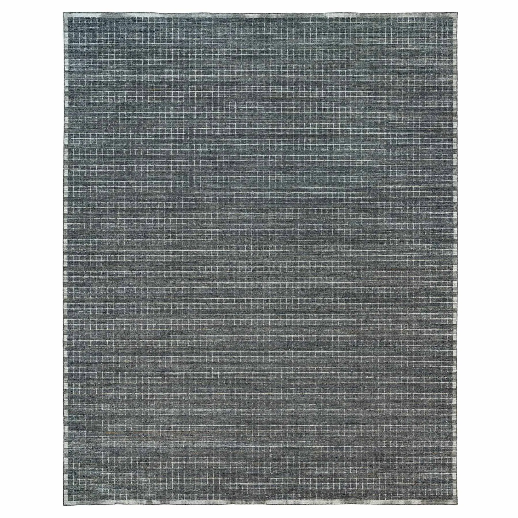 Plum Kitten Gray, Loomed Knotted, Modern Box Design and Plain Decor, Pure Wool, Oversized Oriental Rug (12'x14'9")
