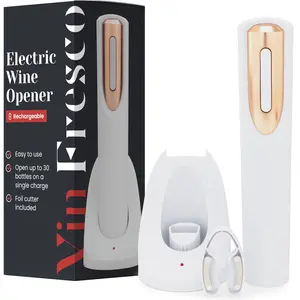 Electric Wine Bottle Opener Set with Charging Base and Foil Cutter Utensils | Kitchen Set Gift for Wine Lovers