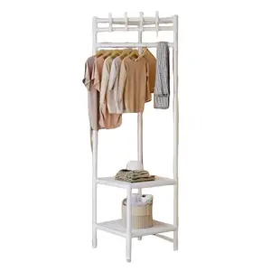 Multi-Layer Clothes Rack with Hooks, Garment Rack, Easy Assembly, Corner Design, Ideal for Home Use, Bedroom Storage, Hanging Clothing, Bags, Shoes, Bedroom Clothing Stand