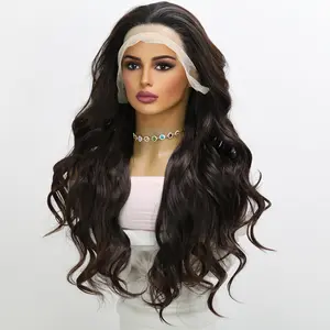 Smilco Deep Brown 13x6 Large Lace Wig – Lustrous Waves, Natural Look, 24 Inch/SM9706