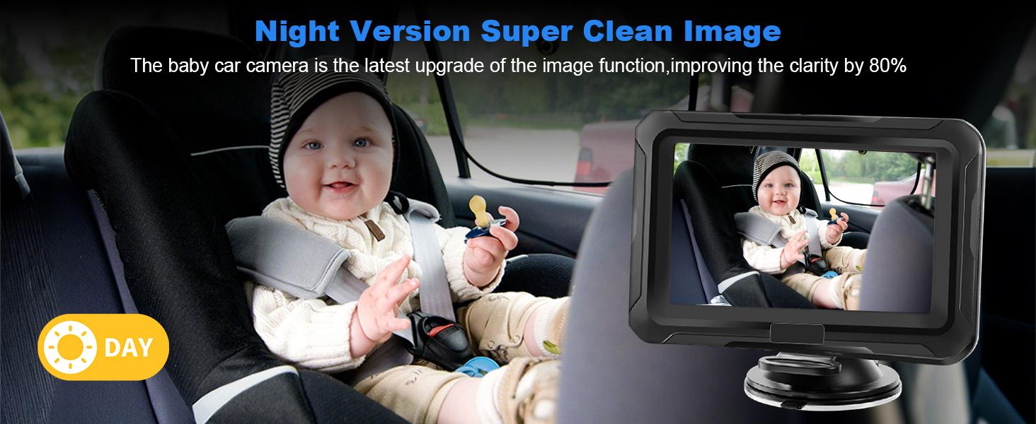 Baby Car Monitor with Night Vision HD 1080P Rear or Front Facing Secure Backseat Camera 4.3 Display Easy Install for Newborns Toddlers Infant Car Cameracar Monitor Safety