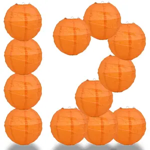12-Pack 20 Inch Persimmon Orange Free-Style Ribbing Round Paper Lantern