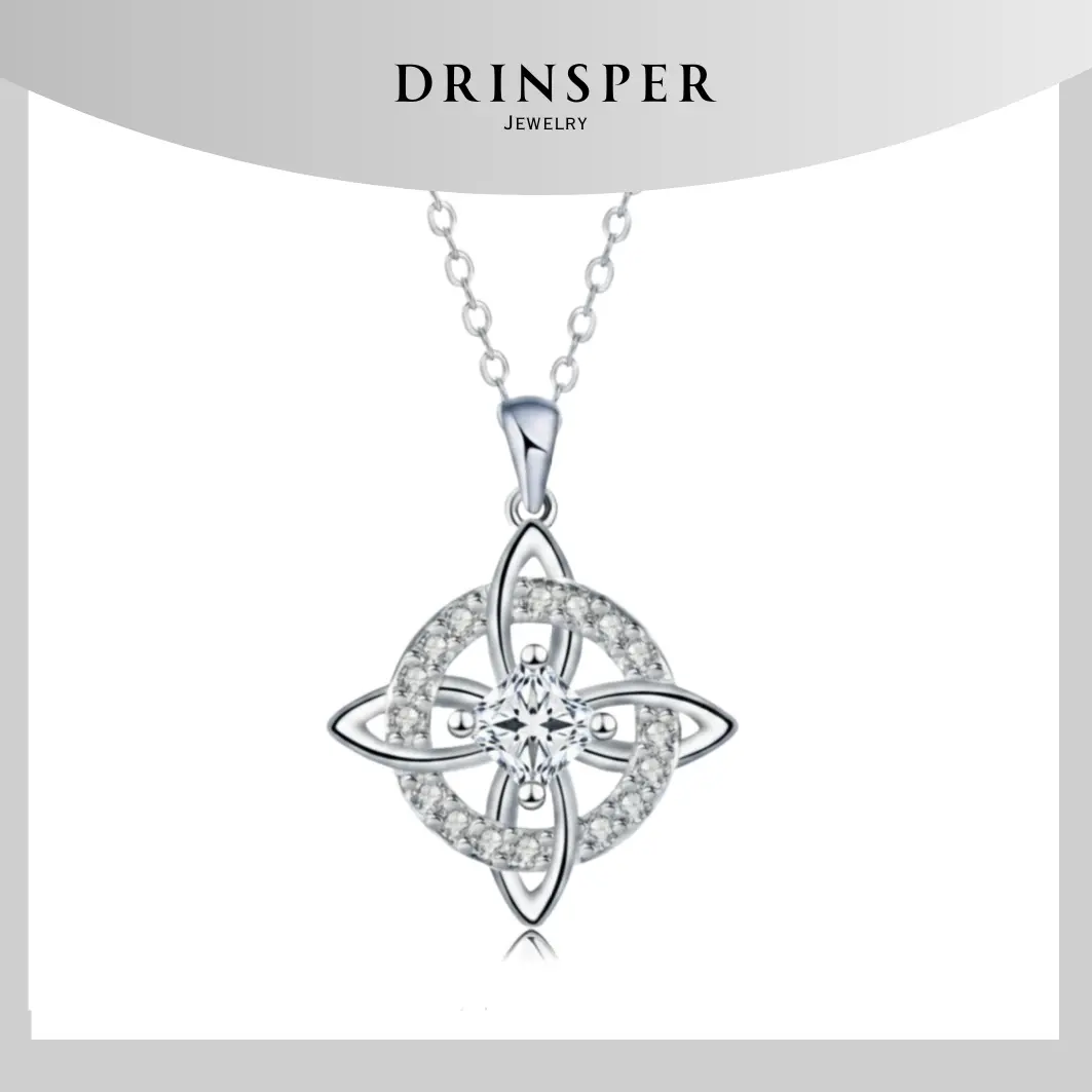 Drinsper Witches Knot Pendant Necklace for Women Girls Birthstone By Month Zirconia Hecate Dark Goddess of Witched Celtic Knot Design Tetragrammaton Collar De Amuleto De Protecion Pendientes Wiccan Pagan Fashion Jewelry Accessory Chrismas Gift for Mom sum