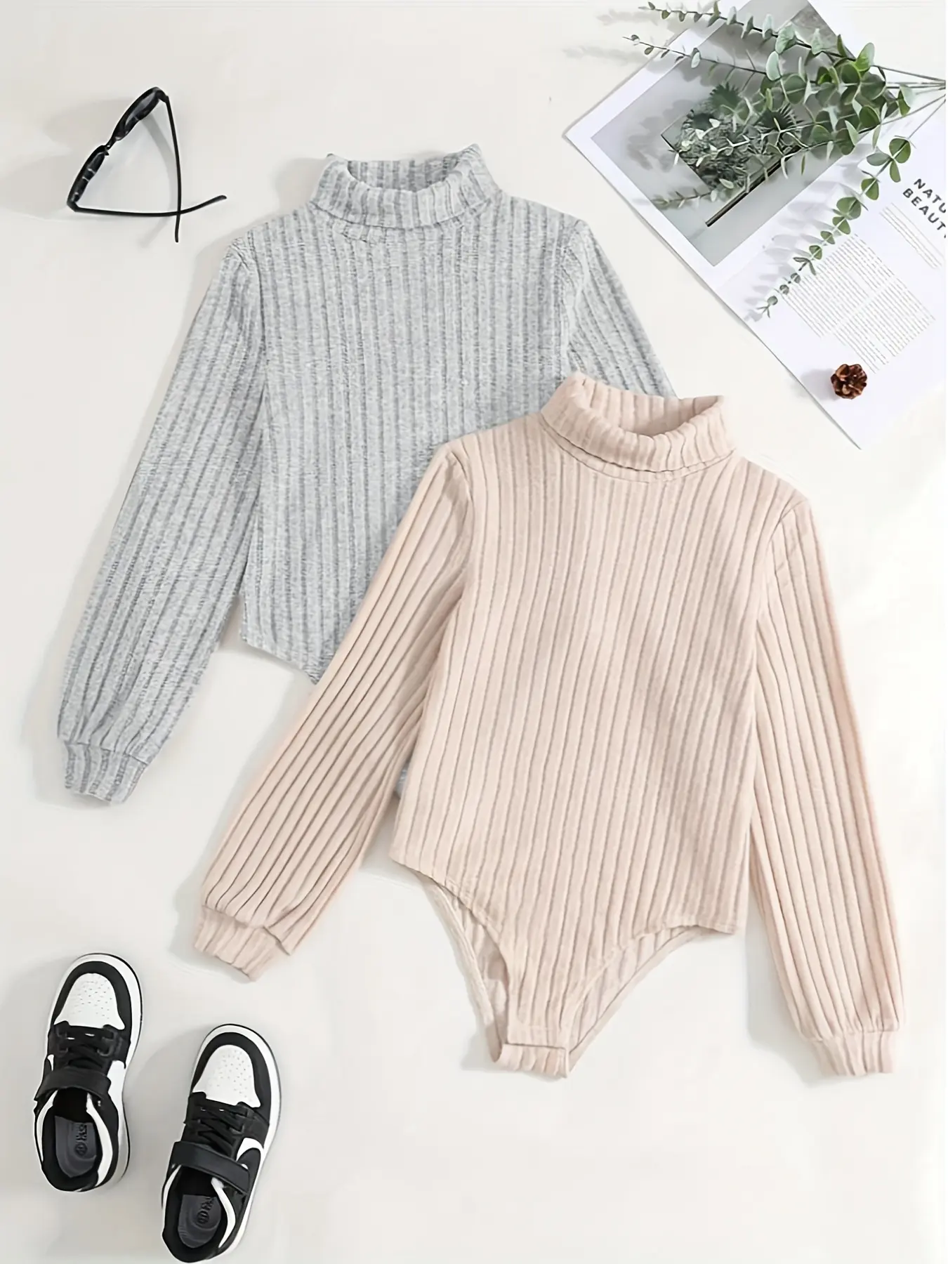 Women's High Neck Long Sleeve Thermal Bodysuit Set, Autumn Winter Warm Underwear, Comfortable Stretchy Fabric, Casual Wear
