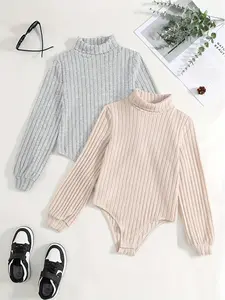 Women's High Neck Long Sleeve Thermal Bodysuit Set, Autumn Winter Warm Underwear, Comfortable Stretchy Fabric, Casual Wear