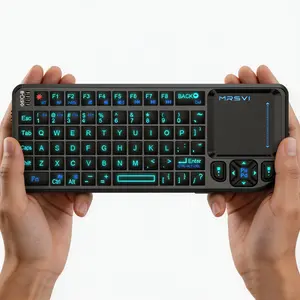 Mini Wireless Keyboard with Touchpad, 2.4G+BT Dual Mode Backlit Bluetooth Keyboard for Smart TV/Tablet/Computer/Laptop/Projector, Compact Portable Rechargeable Backlight Keyboard with 7-Color Adjustable LED and Hidden USB Receiver