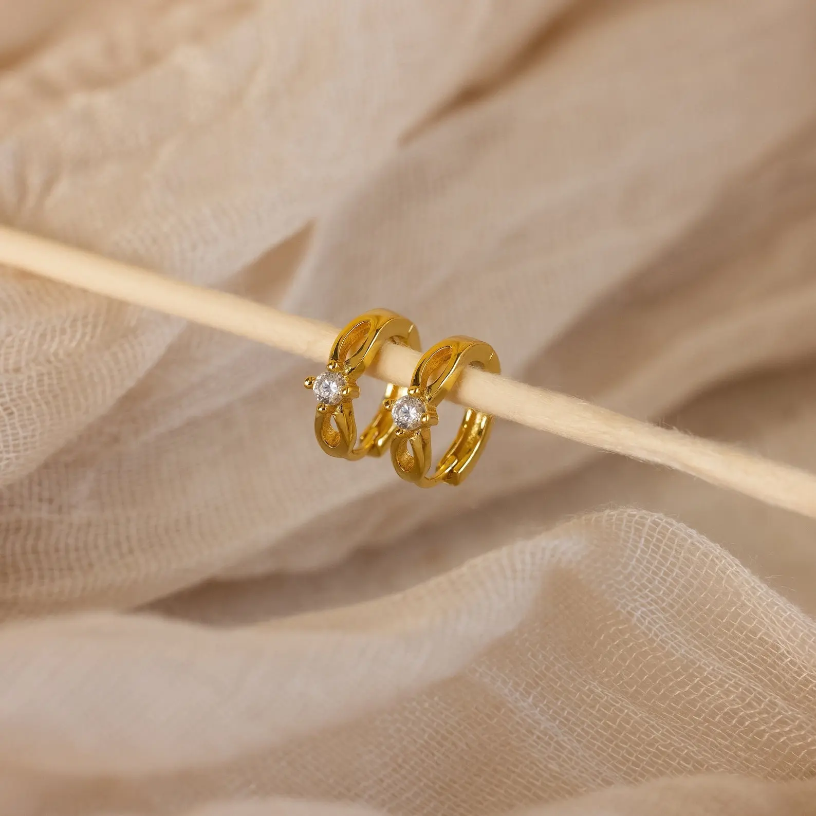 Diamond Infinity Hoops by Caitlyn Minimalist - Infinity Crystal Link Charm Earrings - Dainty Huggie Hoop Earrings - Bridal Jewelry - Bridesmaids Gifts