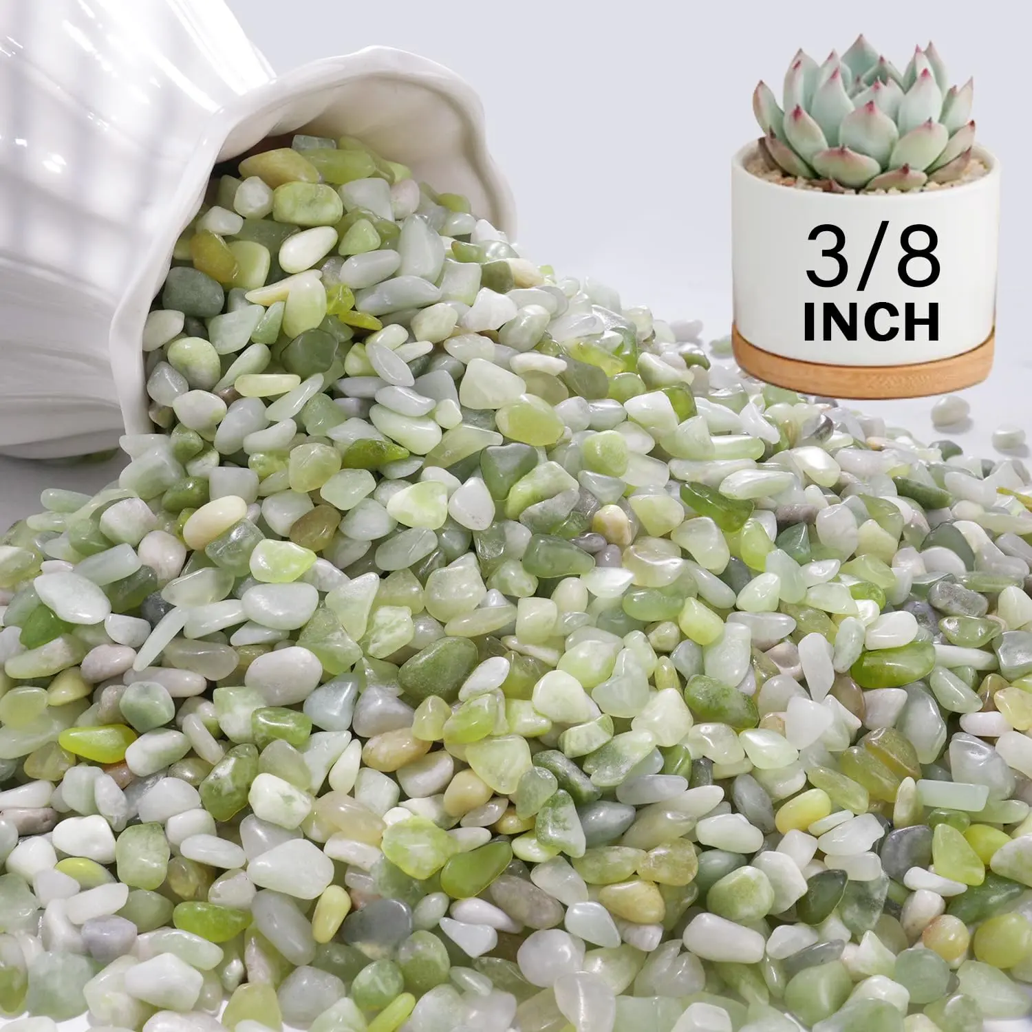 6 lbs Pebbles for Indoor , 3/8 Inch Pea Gravel for Fish Tank, Polished Decorative Rocks for Succulent,  River Stones for Vases, Cactus, Landscaping, Bird Bath, Aquarium, Jade
