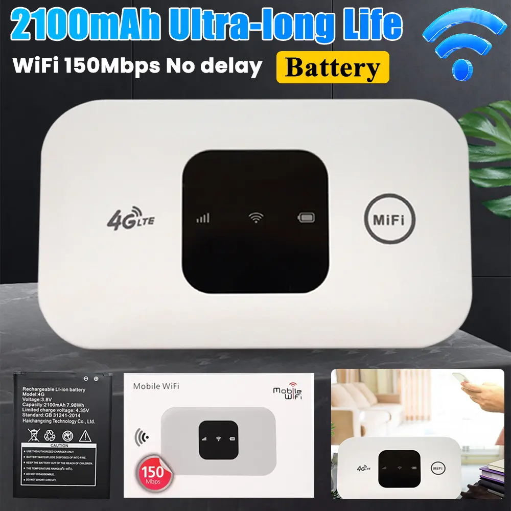 4G Lte Router Wireless Wifi 2100mAh Mobile Hotspot with SIM Card Slot Hotspot Pocket WIFI 150mbps For Outdoor Home Office Travel Portable