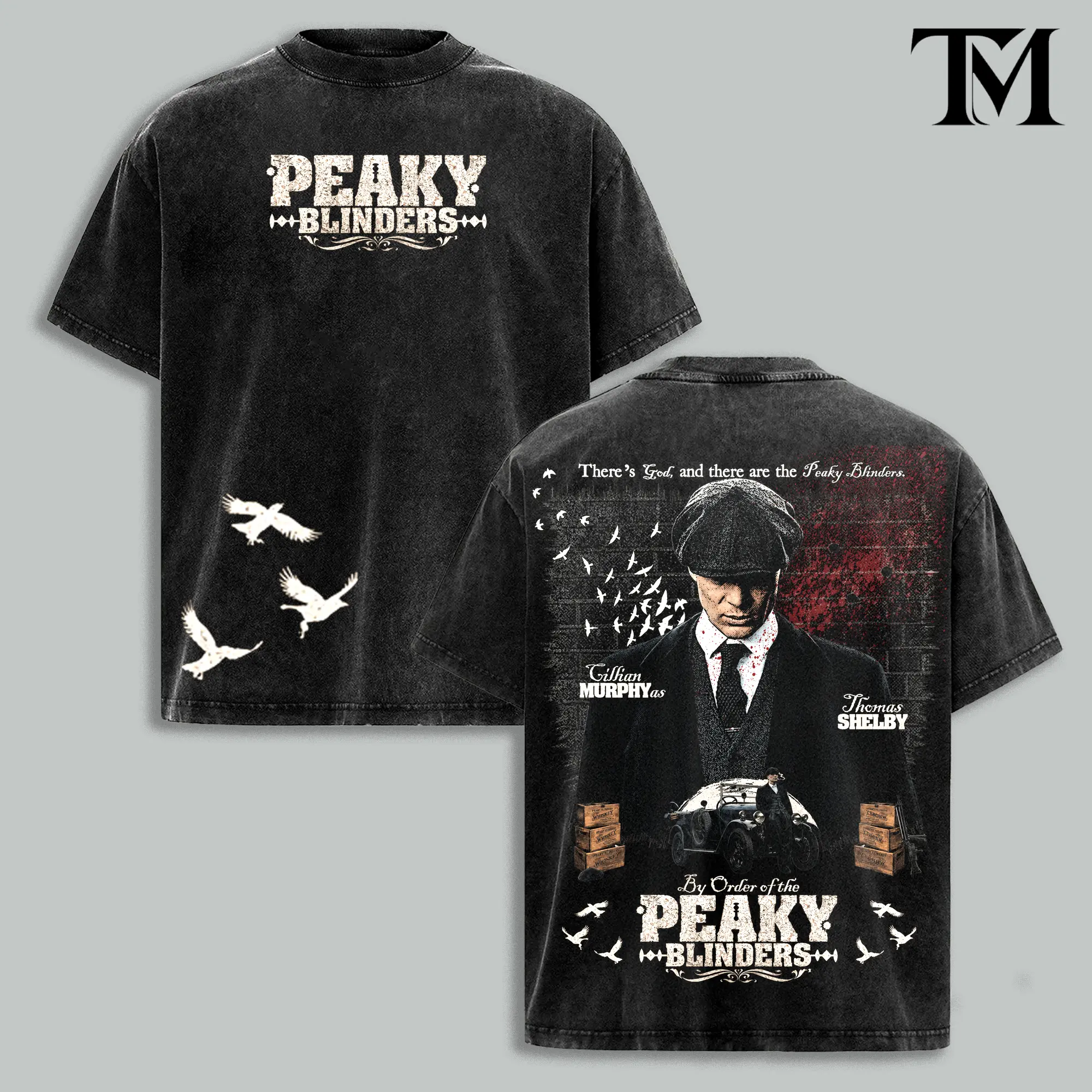 Vintage Peaky Blinders Washed Graphic Tee, Oversized Tommy Shelby Shirt, Old Money Streetwear, Retro Mafia Aesthetic T-Shirt, Mens Dark Academia Fashion Gift Tee