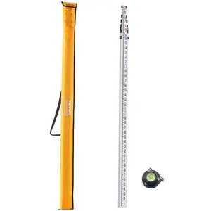 VEVOR Aluminum Grade Rod,  20-Feet/10ths 6 Sections Telescopic Measuring Rod,Double-Sided Scale 1/10ft Leveling Rod Stick, Aluminum Alloy Survey Rod w/ Bubble Level &Carrying Bag for Houses,Walls,Floor