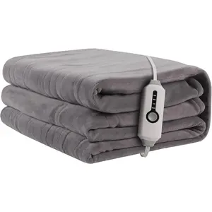 Electric Heated Blanket 72"x84" Full Size Soft Plush Fleece Blanket for Bed Couch Home with 4 Heating Levels 10 Hs Auto-Off Machine Washable Gift for Parents for Full Body Warmth Light Gray